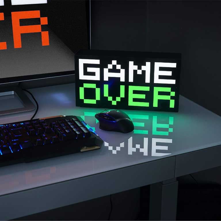 آیکون لایت، چراغ رومیزی گیم اور Game Over 8-Bit Pixel